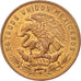 MEXICO, 20 Centavos, 1966, Mexico City, KM #440, AU(55-58), Bronze, 28.5