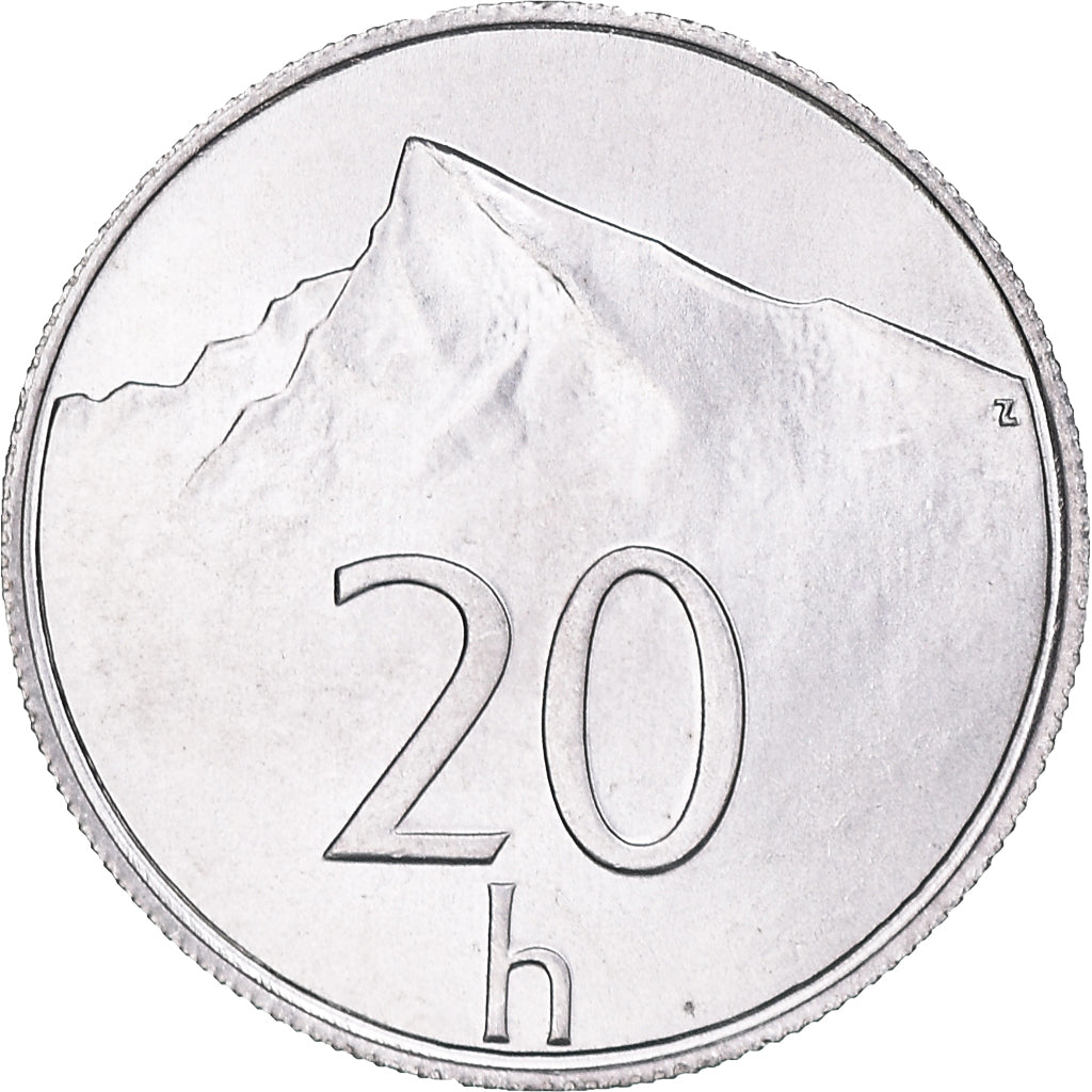 Coin, Slovakia, 20 Halierov, 1993, MS(65-70), Aluminum, KM:18