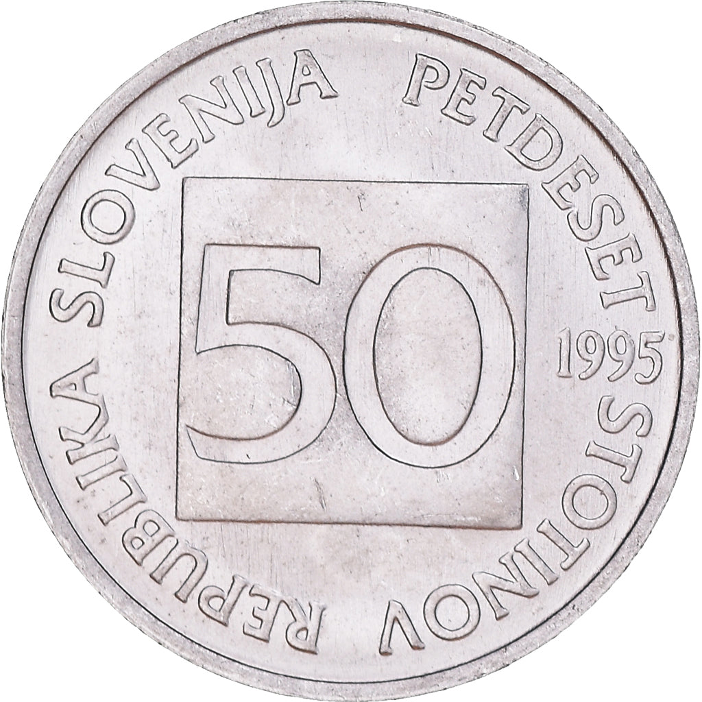 Coin, Slovenia, 50 Stotinov, 1995, MS(64), Aluminum, KM:3
