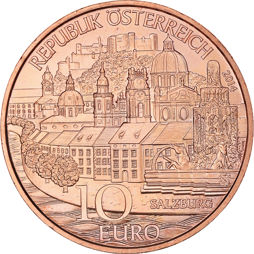 Austria, 10 Euro, Salzburg, 2014, MS(65-70), Copper