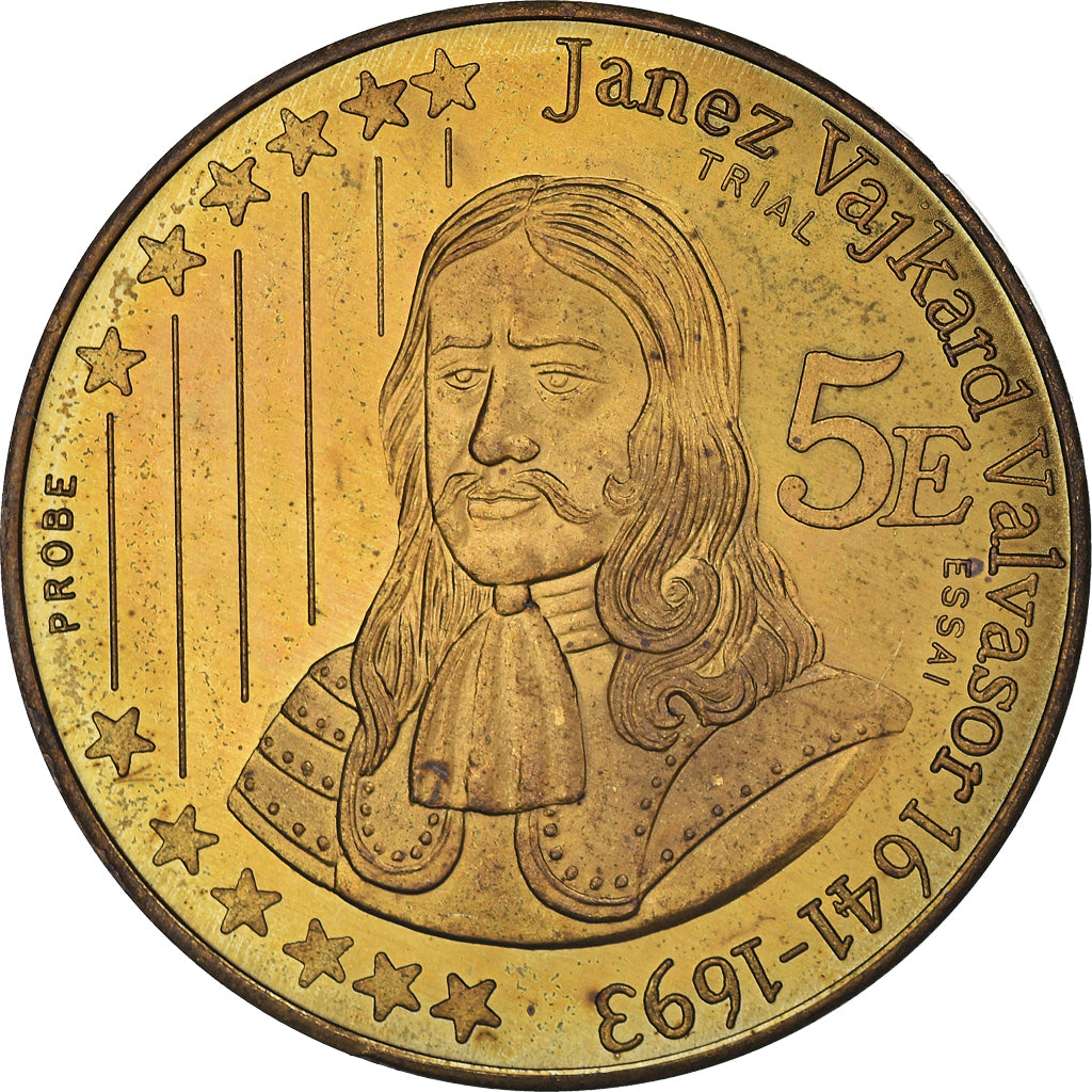 Slovenia, 5 Euro, 2004, unofficial private coin, MS(60-62), Brass