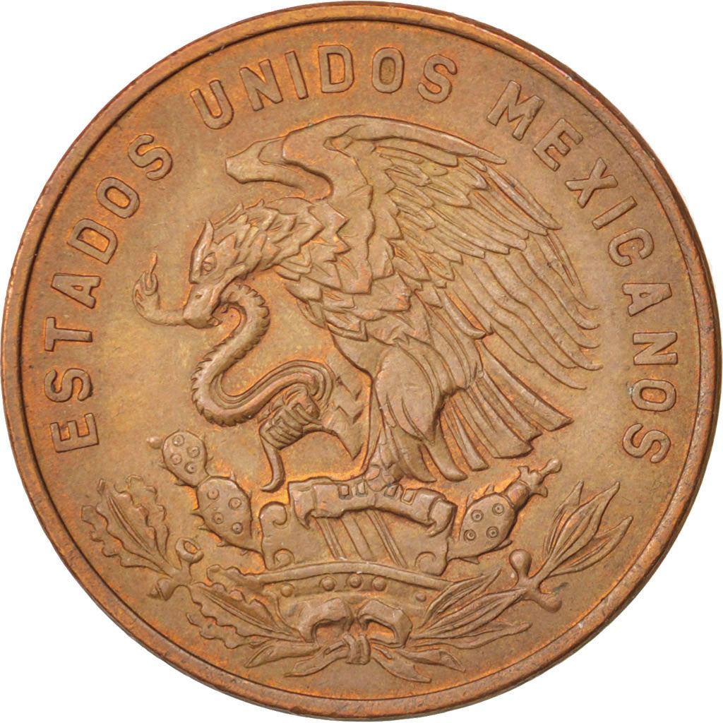 MEXICO, 20 Centavos, 1956, Mexico City, KM #440, AU(55-58), Bronze, 28.5