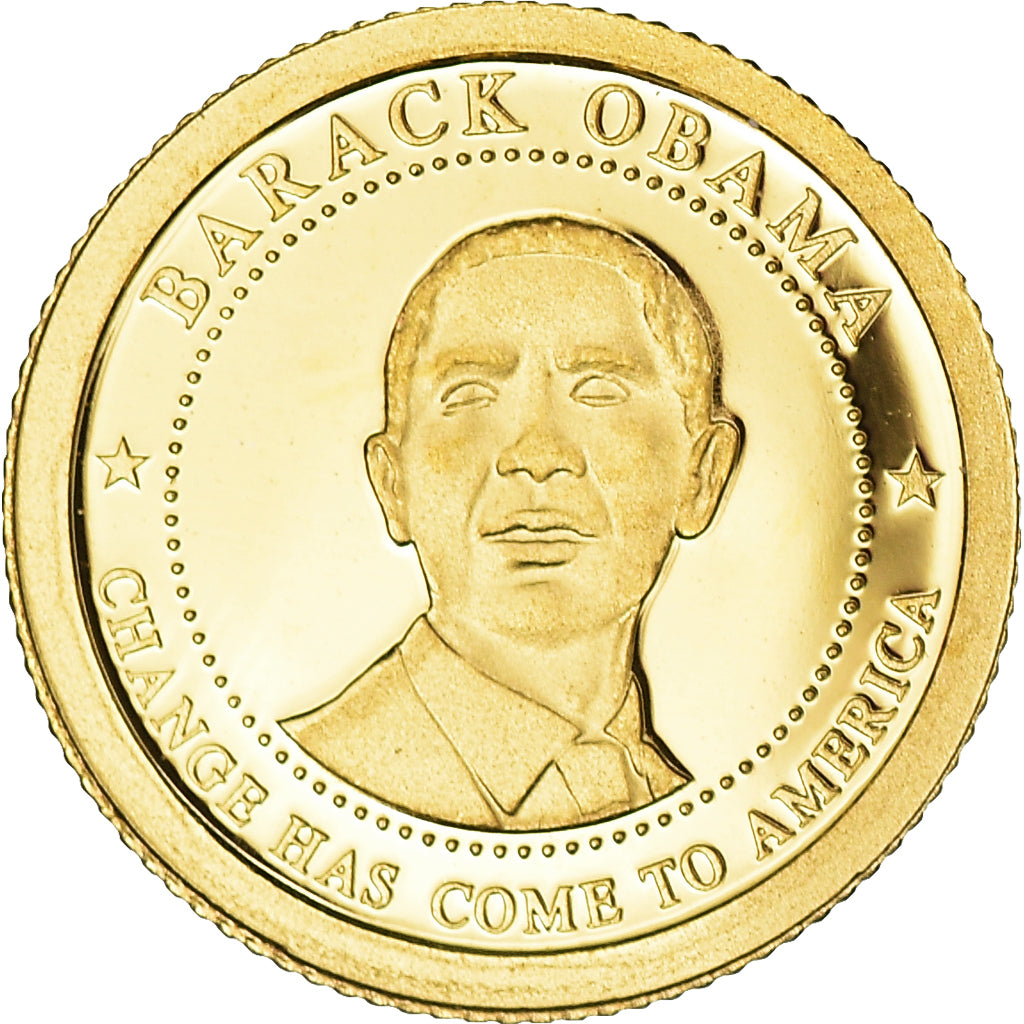 Coin, Liberia, 5 Dollars, 2009, Barack Obama, MS(65-70), Gold, KM:New