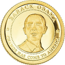 Coin, Liberia, 5 Dollars, 2009, Barack Obama, MS(65-70), Gold, KM:New