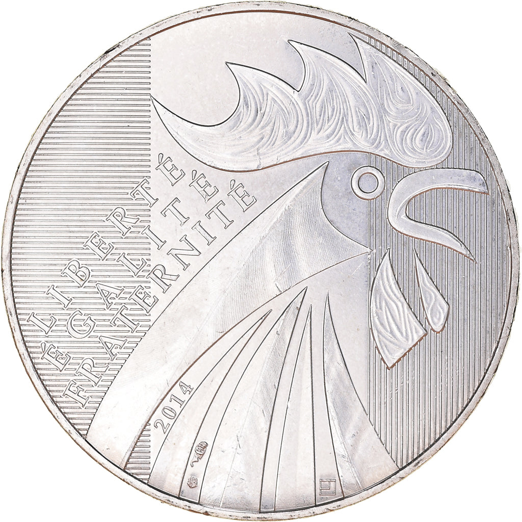 France, 10 Euro, Coq, 2014, MS(60-62), Silver, Gadoury:EU656