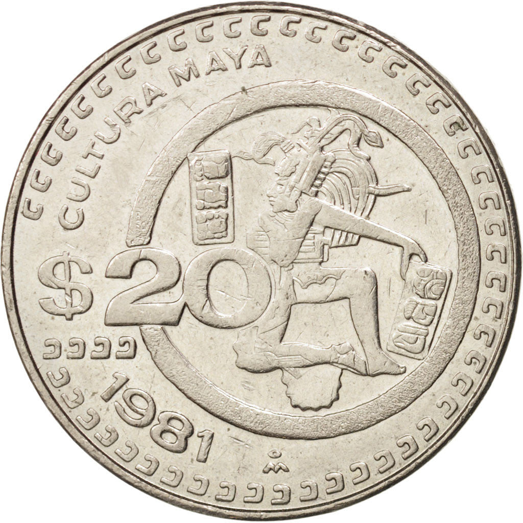 MEXICO, 20 Pesos, 1981, Mexico City, KM #486, AU(50-53), Copper-Nickel, 32