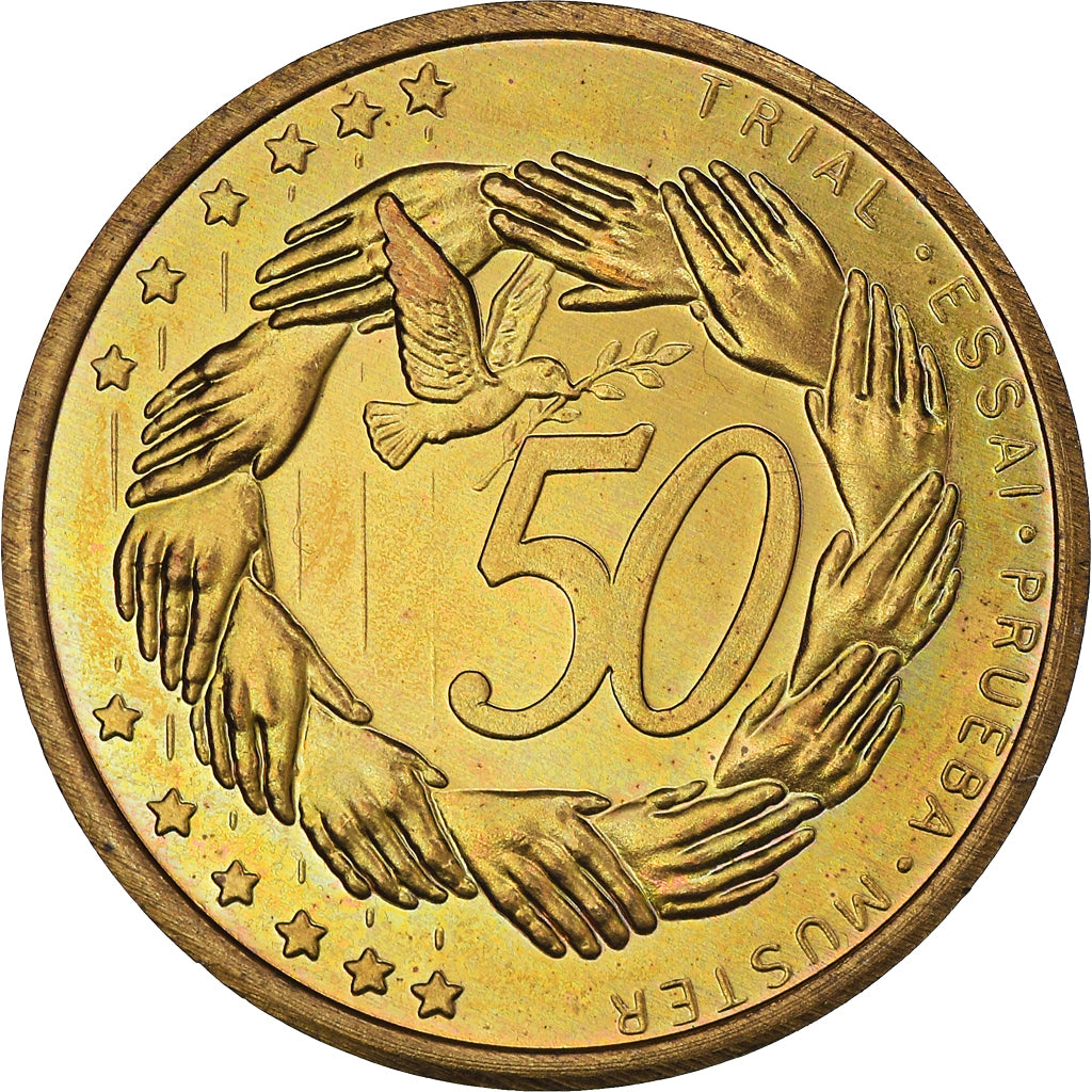 Lithuania, Fantasy euro patterns, 50 Euro Cent, 2004, MS(64), Brass