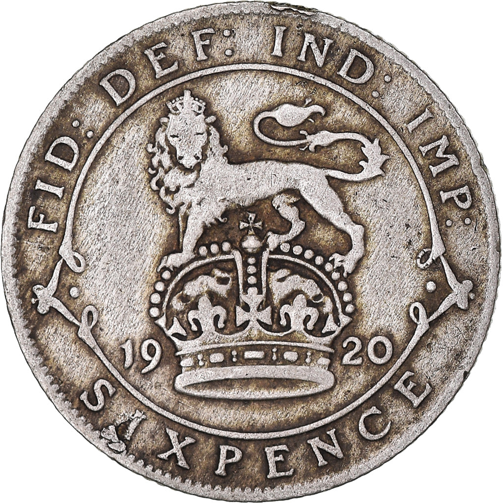 Coin, Great Britain, George V, 6 Pence, 1920, VF(30-35), Silver, KM:815