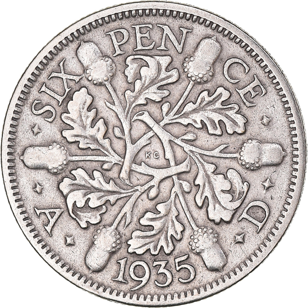 Coin, Great Britain, George V, 6 Pence, 1935, VF(30-35), Silver, KM:832