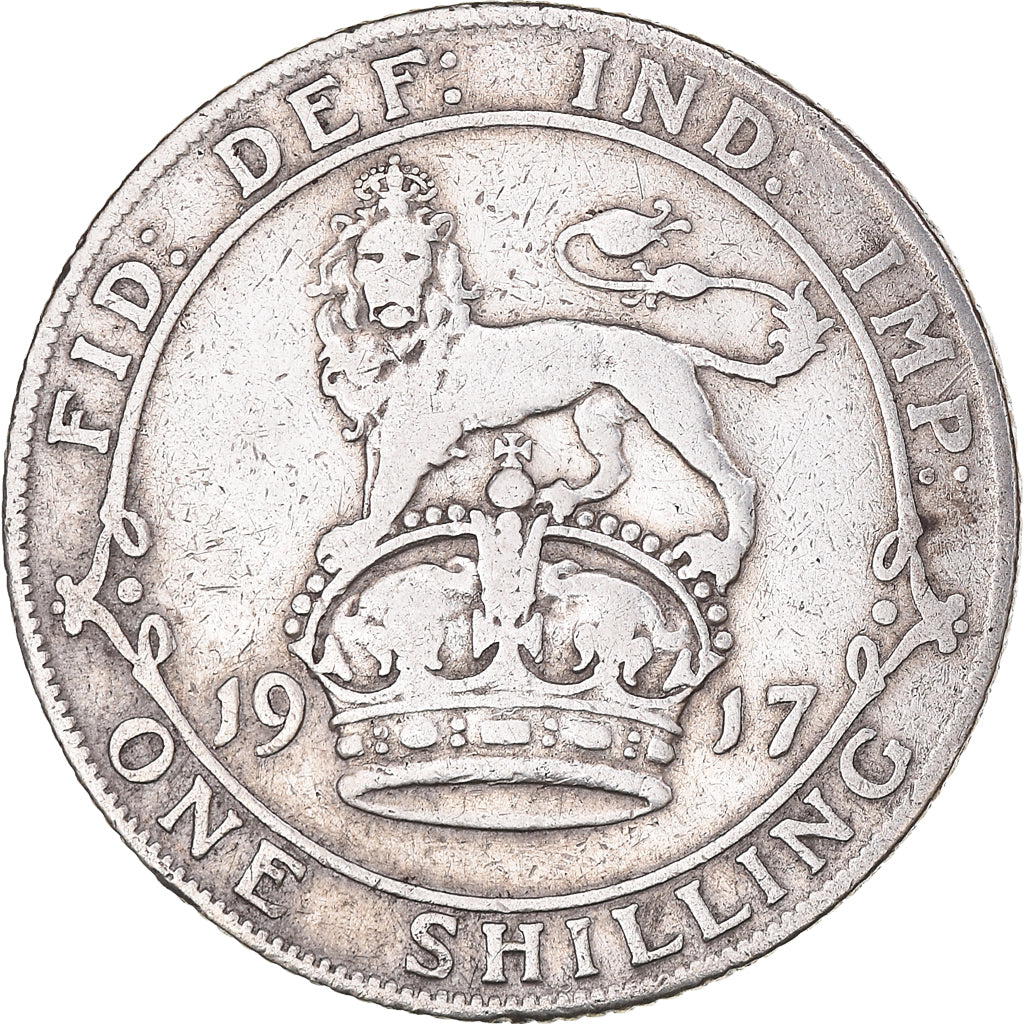 Coin, Great Britain, George V, Shilling, 1917, VF(30-35), Silver, KM:816