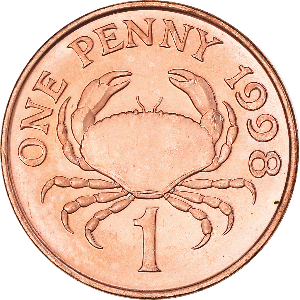 Coin, Guernsey, Elizabeth II, Penny, 1998, Heaton, MS(60-62), Copper Plated
