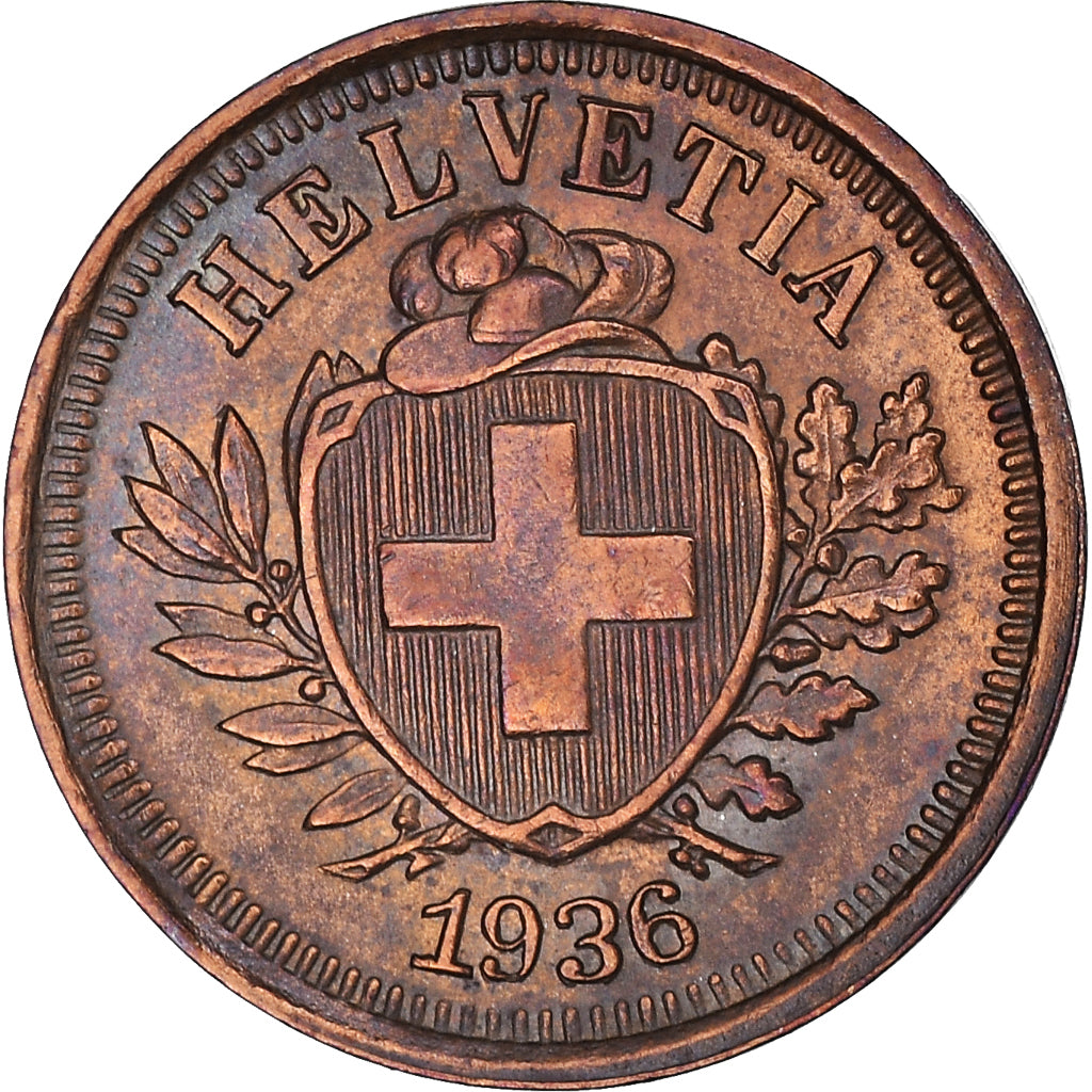 Coin, Switzerland, Rappen, 1936, Bern, AU(50-53), Bronze, KM:3.2