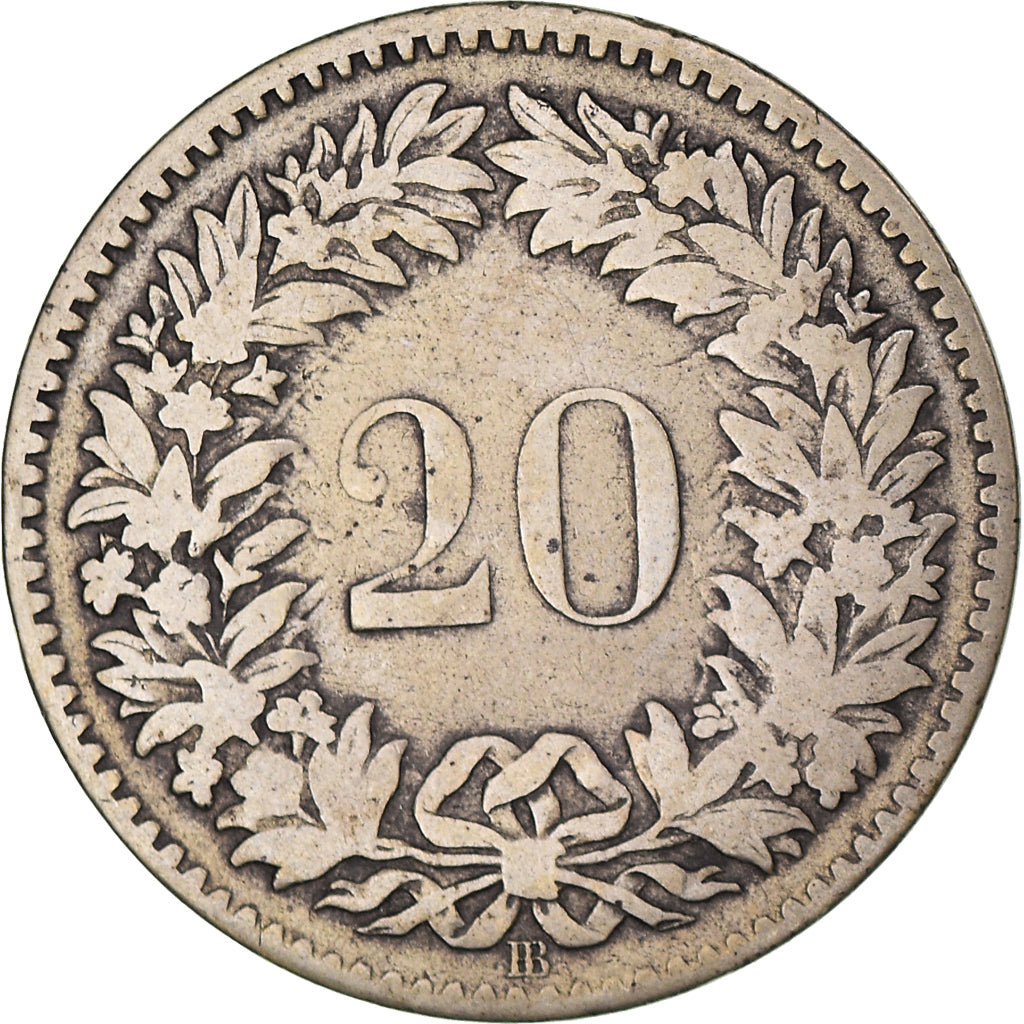 Coin, Switzerland, 20 Rappen, 1850, Bern, VF(30-35), Billon, KM:7