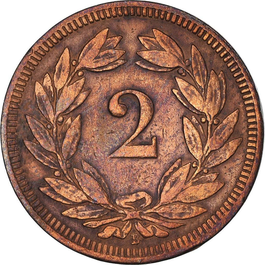 Moneta, Svizzera, 2 Rappen, 1893, Bern, MB+, Bronzo, KM:4.2