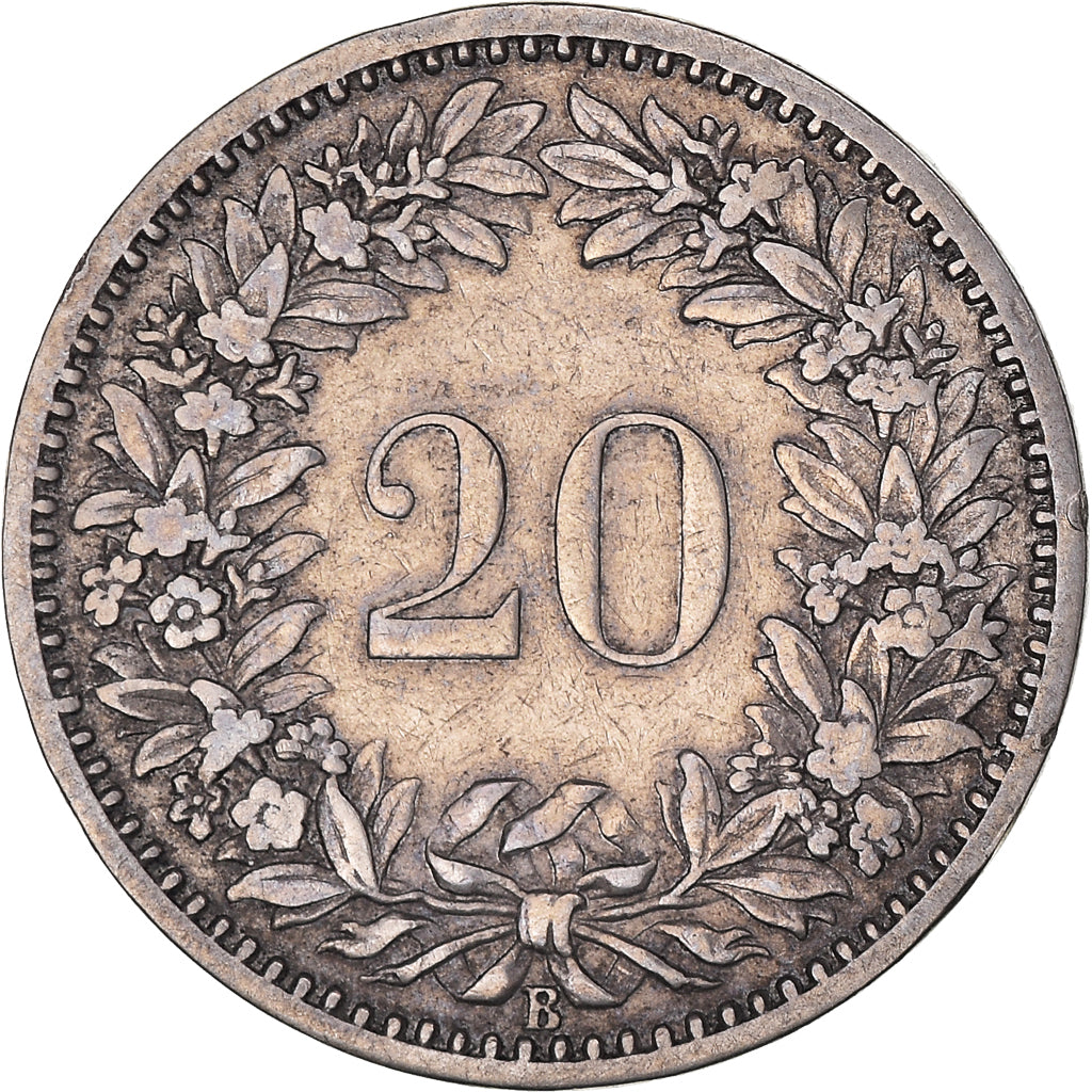 Coin, Switzerland, 20 Rappen, 1884, Bern, VF(20-25), Copper-nickel
