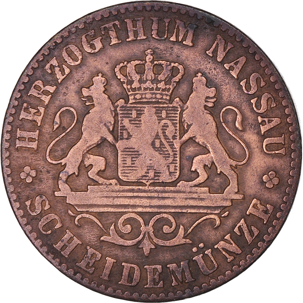 Moneta, Landy niemieckie, NASSAU, Adolph, Kreuzer, 1859, Wiesbaden, VF(30-35)