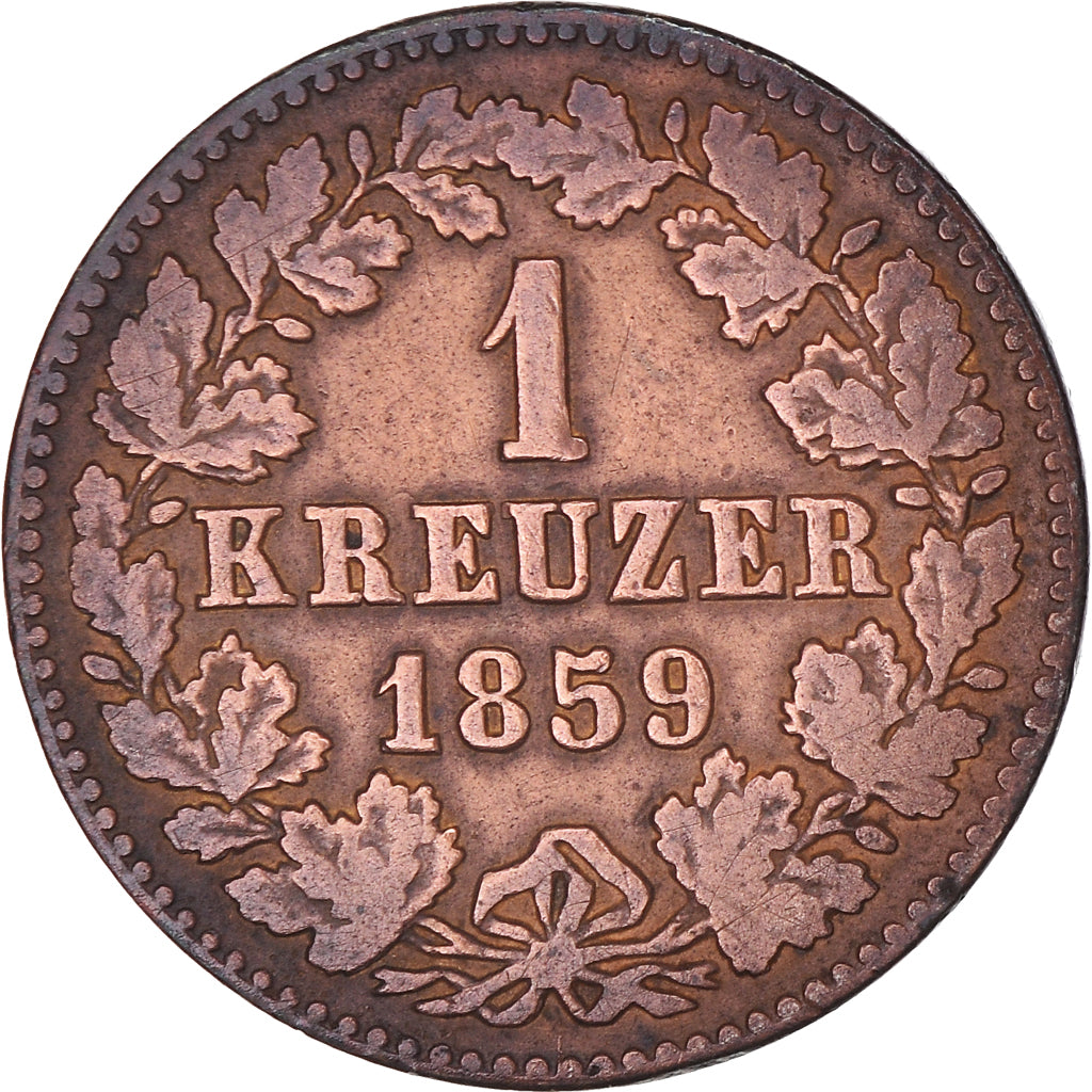 Moneta, Landy niemieckie, NASSAU, Adolph, Kreuzer, 1859, Wiesbaden, VF(30-35)