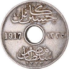 Moneta, Egipt, Hussein Kamil, 5 Milliemes, 1917, VF(30-35), Miedź-Nikiel