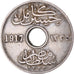 Moneta, Egipt, Hussein Kamil, 5 Milliemes, 1917, VF(30-35), Miedź-Nikiel