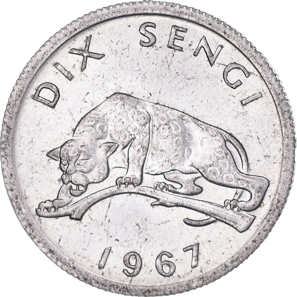 Moneta, CONGO, REPUBBLICA DEMOCRATICA DEL, 10 Sengis, 1967, SPL, Alluminio, KM:7