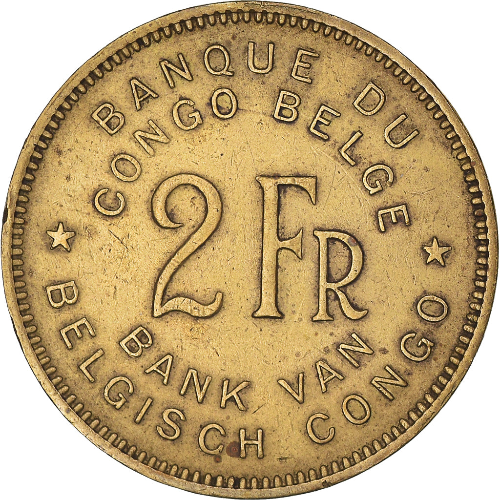 Munten, Belgisch Congo, 2 Francs, 1947, ZF, Tin, KM:28