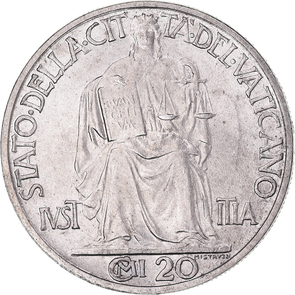 Monnaie, Cité du Vatican, Pius XII, 20 Centesimi, 1942, Roma, SPL, Acier