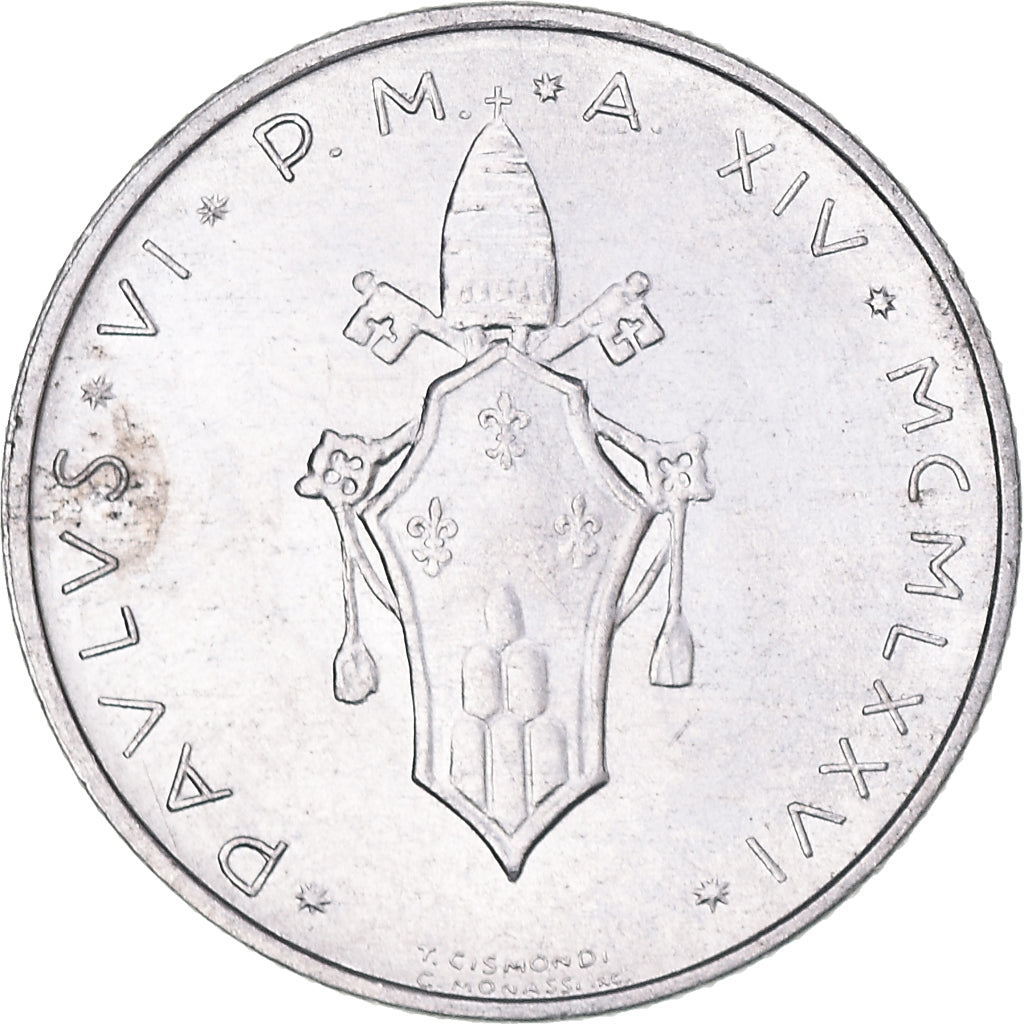 Coin, VATICAN CITY, Paul VI, 2 Lire, 1976, MS(60-62), Aluminum, KM:117