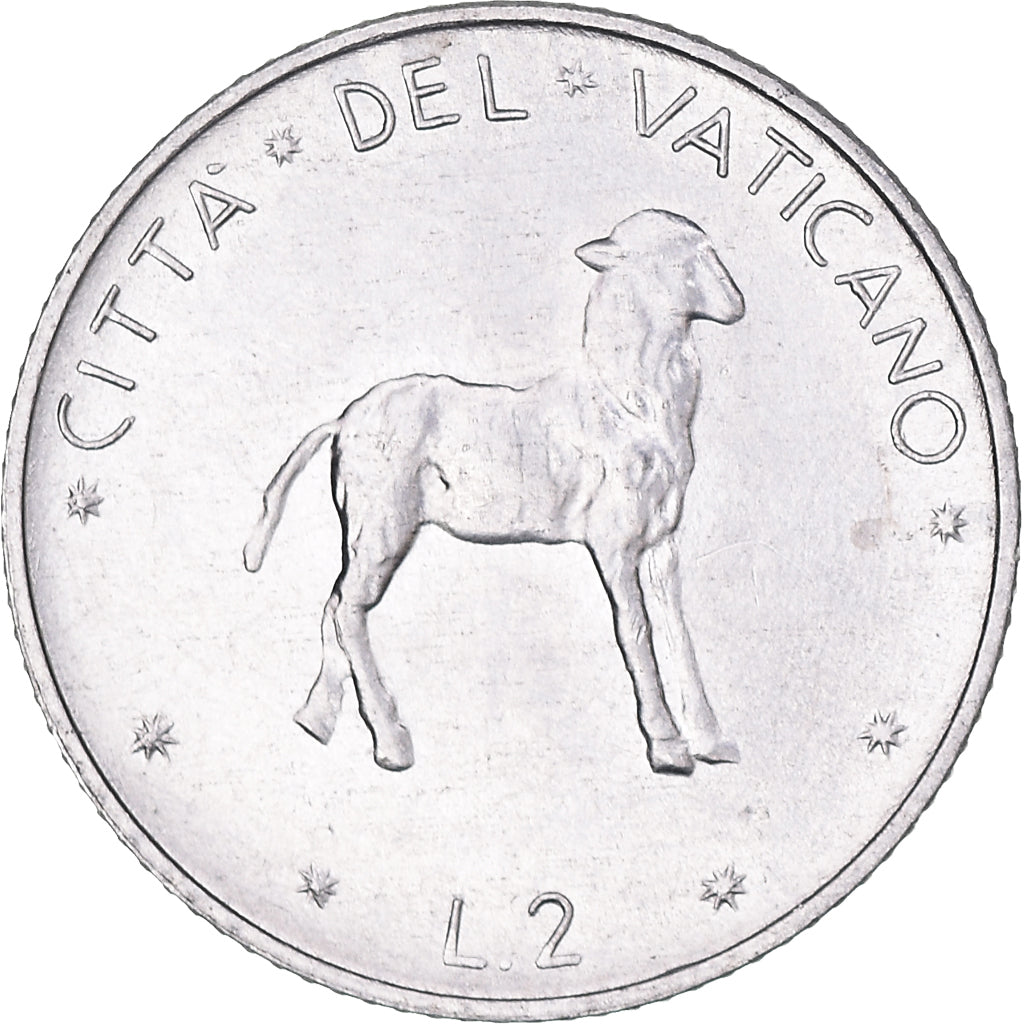 Coin, VATICAN CITY, Paul VI, 2 Lire, 1976, MS(60-62), Aluminum, KM:117