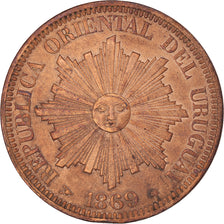 Monnaie, Uruguay, 4 Centesimos, 1869, Uruguay Mint, Birmingham, TTB+, Bronze