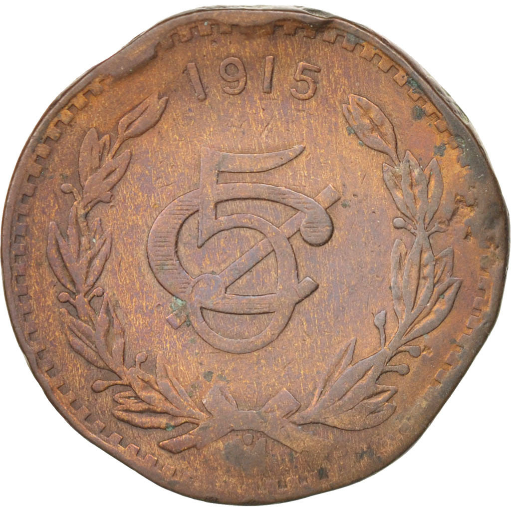 Moneta, Messico, 5 Centavos, 1915, Mexico City, MB+, Bronzo, KM:422