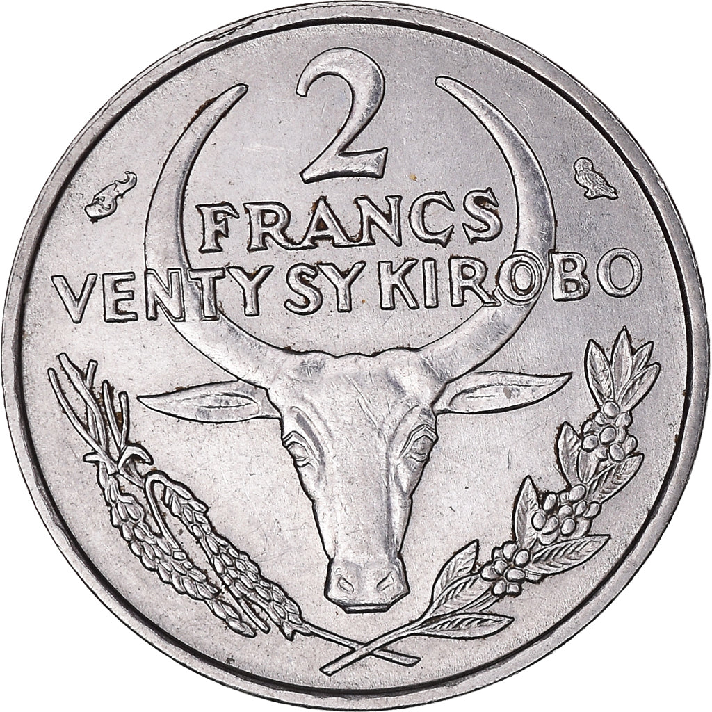Monnaie, Madagascar, 2 Francs, 1965, Paris, SUP, Acier inoxydable, KM:9