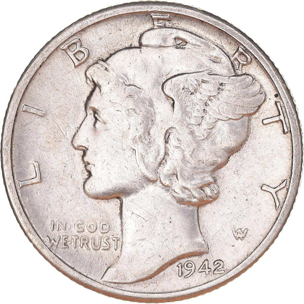 Coin, United States, Mercury Dime, Dime, 1942, U.S. Mint, Denver, AU(50-53)