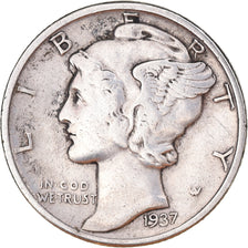 Coin, United States, Mercury Dime, Dime, 1937, U.S. Mint, Philadelphia
