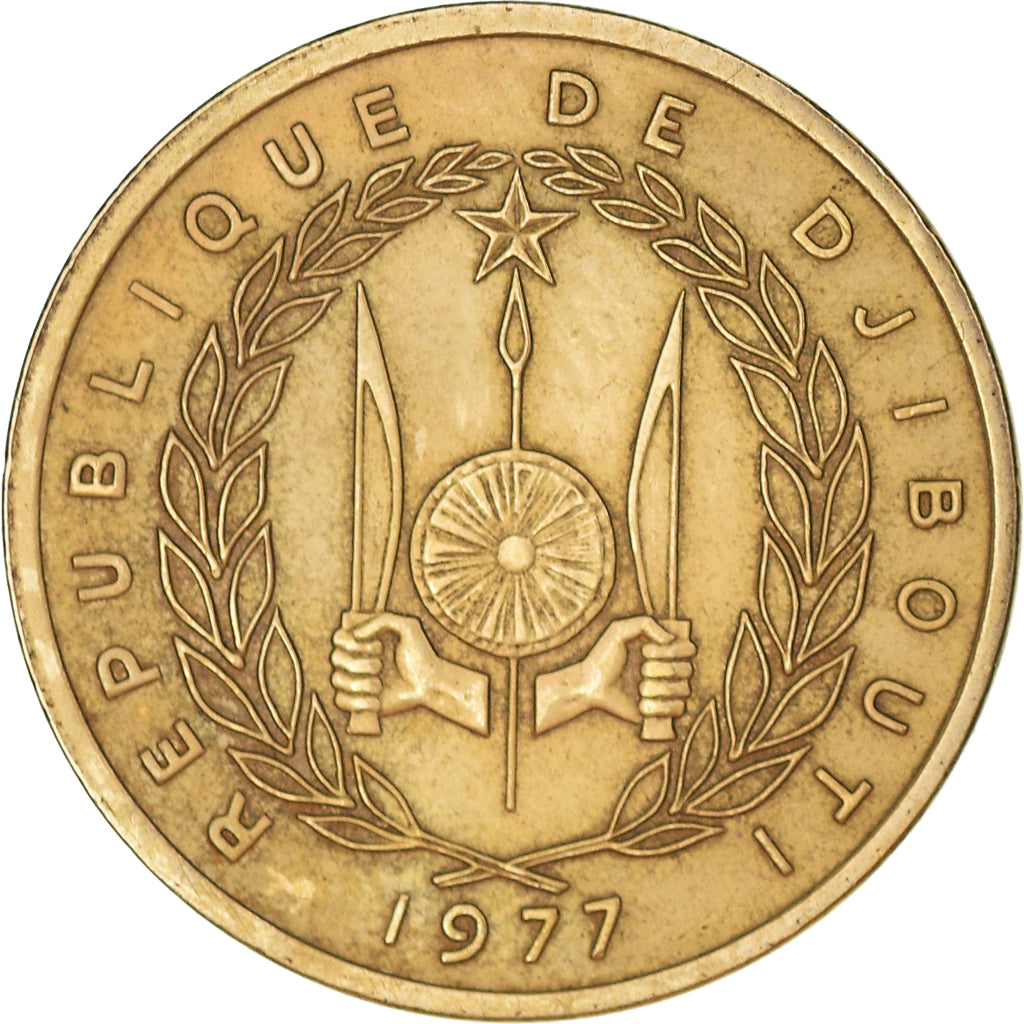 Monnaie, Djibouti, 10 Francs, 1977, Paris, TB+, Bronze-Aluminium, KM:23