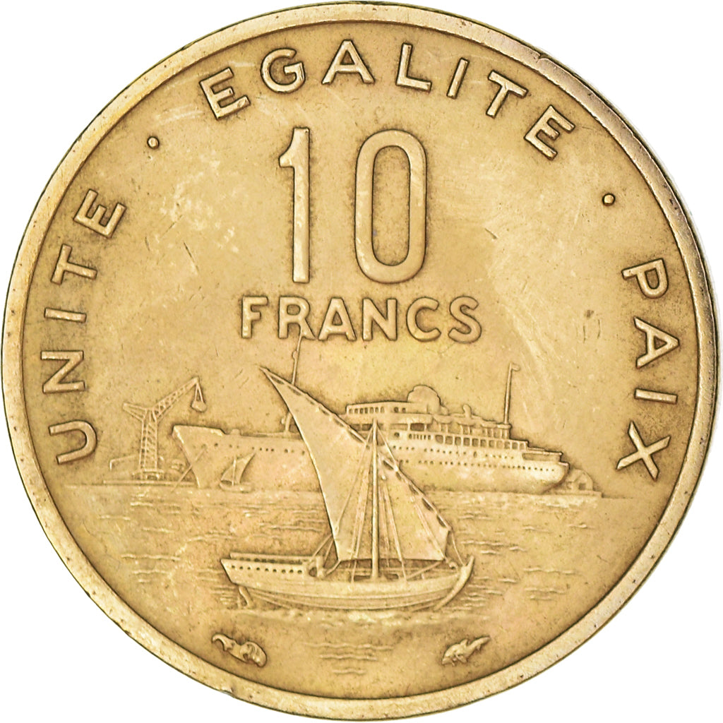Monnaie, Djibouti, 10 Francs, 1977, Paris, TB+, Bronze-Aluminium, KM:23