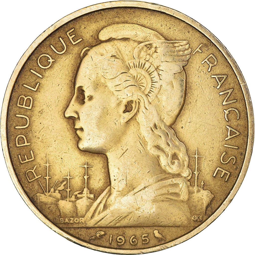 Moneta, Costa francese dei somali, 20 Francs, 1965, Paris, MB+