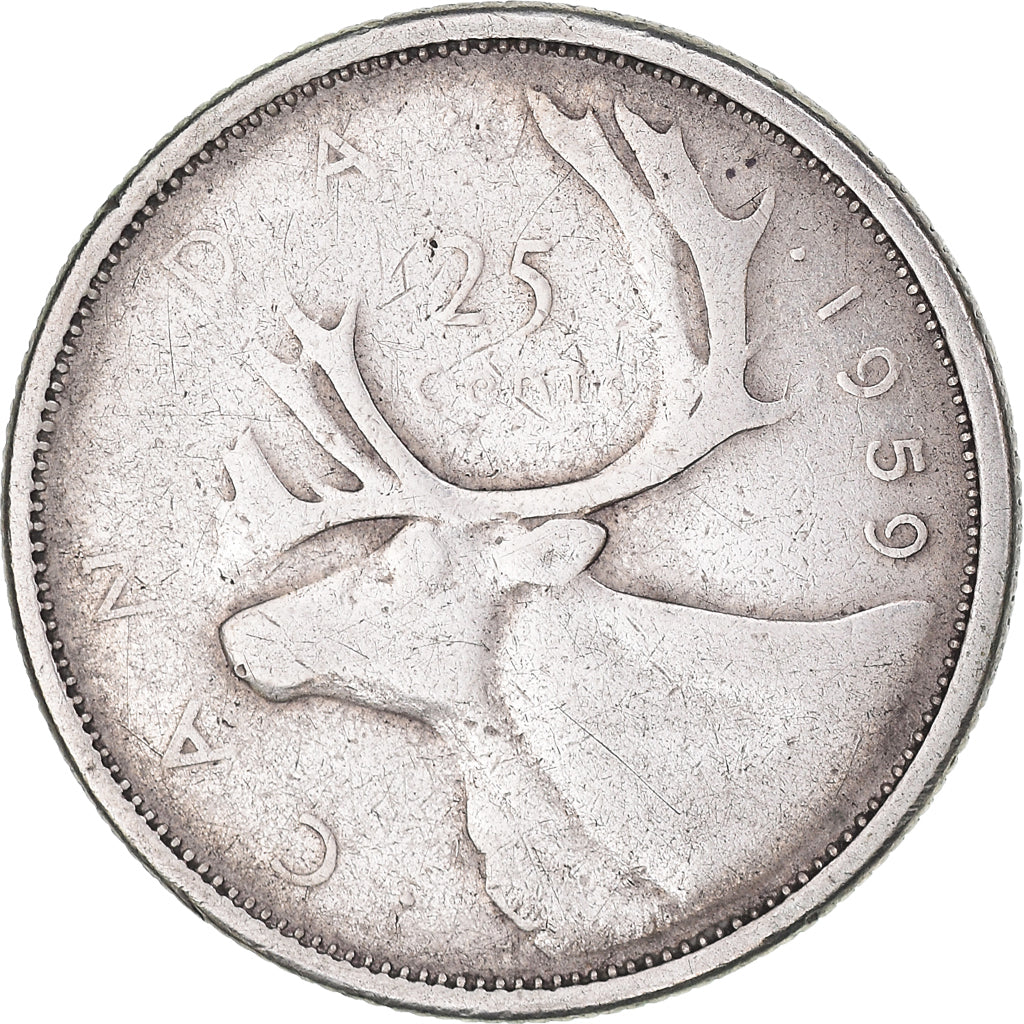 Coin, Canada, Elizabeth II, 25 Cents, 1959, Royal Canadian Mint, Ottawa