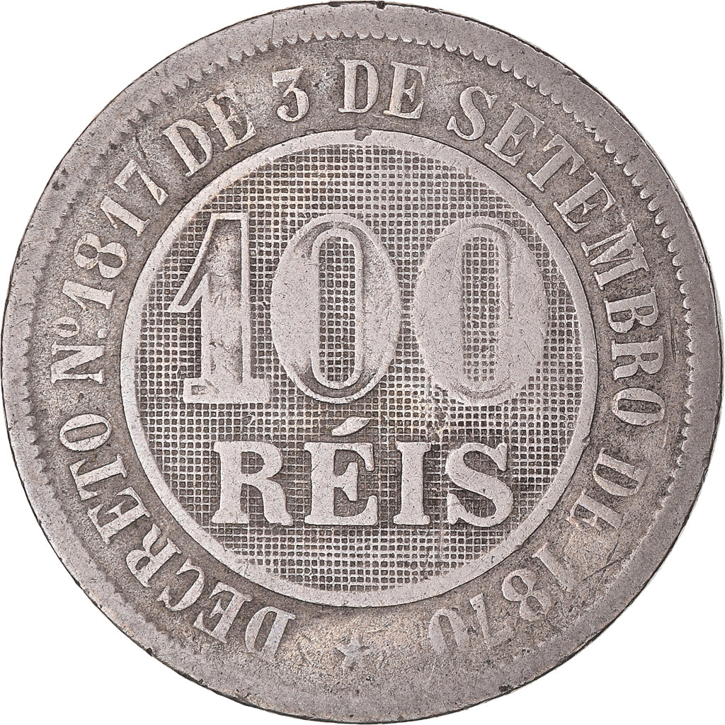 Coin, Brazil, Pedro II, 100 Reis, 1888, VF(20-25), Copper-nickel, KM:483