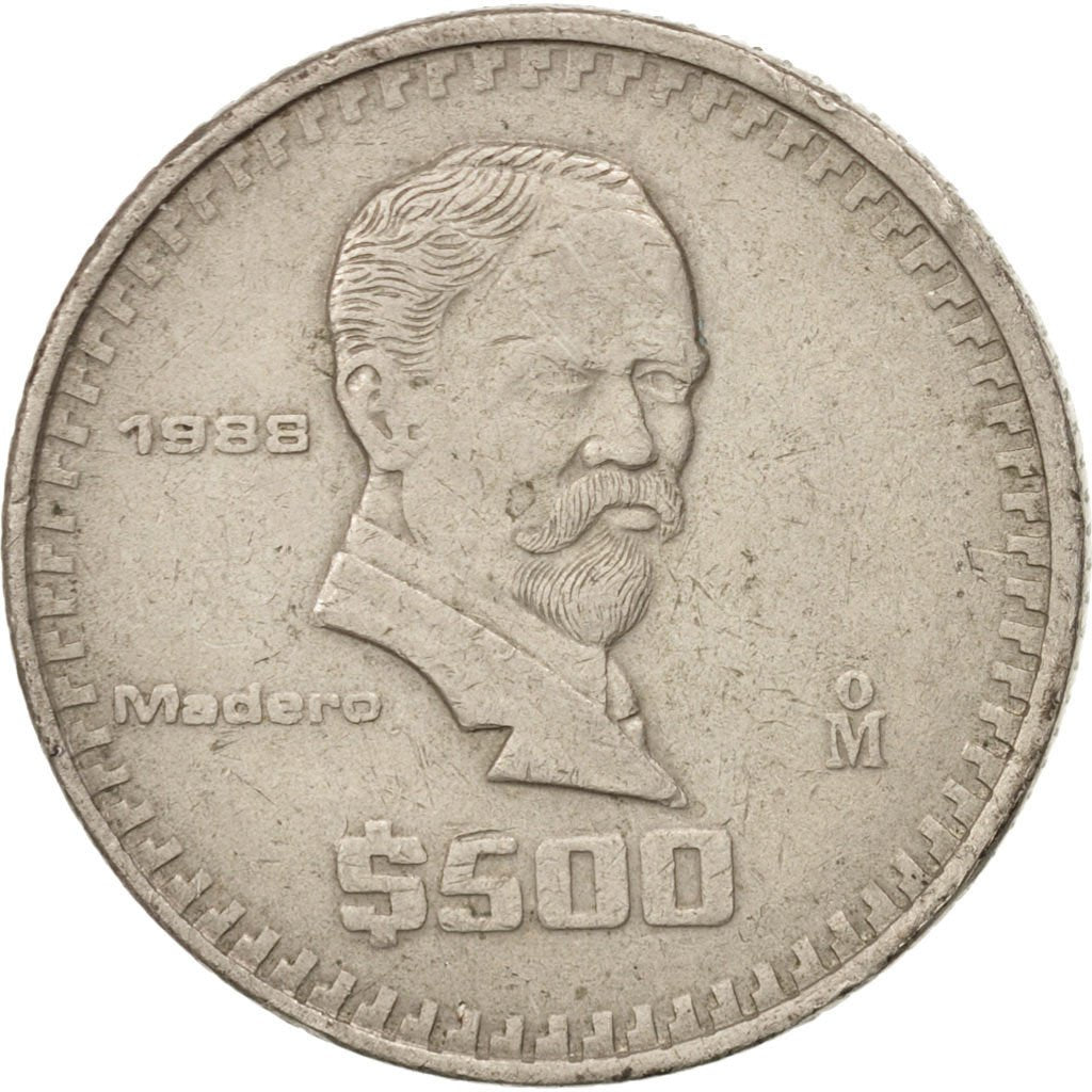 MEXICO, 500 Pesos, 1988, Mexico City, KM #529, AU(50-53), Copper-Nickel, 28.5
