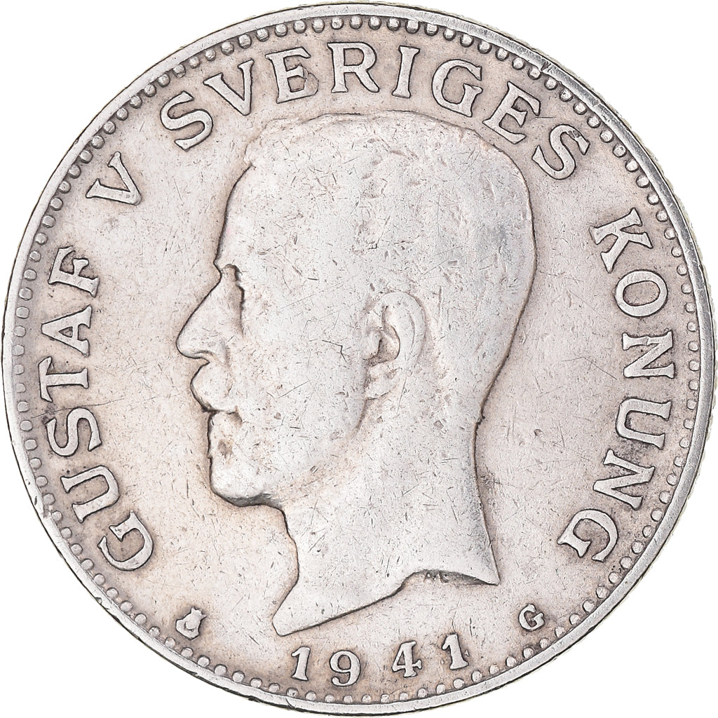 Moneta, Svezia, Gustaf V, Krona, 1941, BB, Argento, KM:786.2