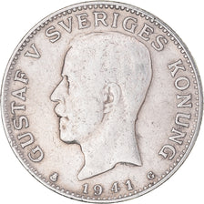 Moneta, Svezia, Gustaf V, Krona, 1941, BB, Argento, KM:786.2