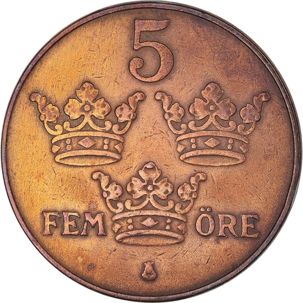 Coin, Sweden, Gustaf V, 5 Öre, 1934, VF(30-35), Bronze, KM:779.2