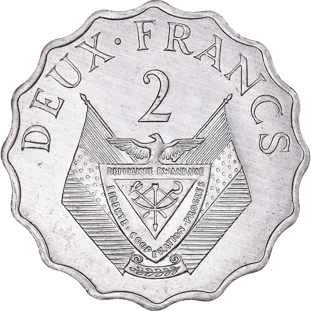 Moneda, Ruanda, 2 Francs, 1970, SC+, Aluminio, KM:10