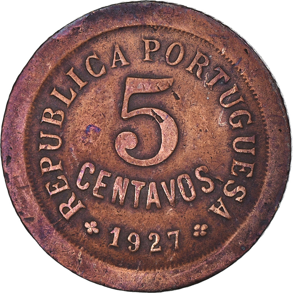Coin, Portugal, 5 Centavos, 1927, VF(20-25), Bronze, KM:572