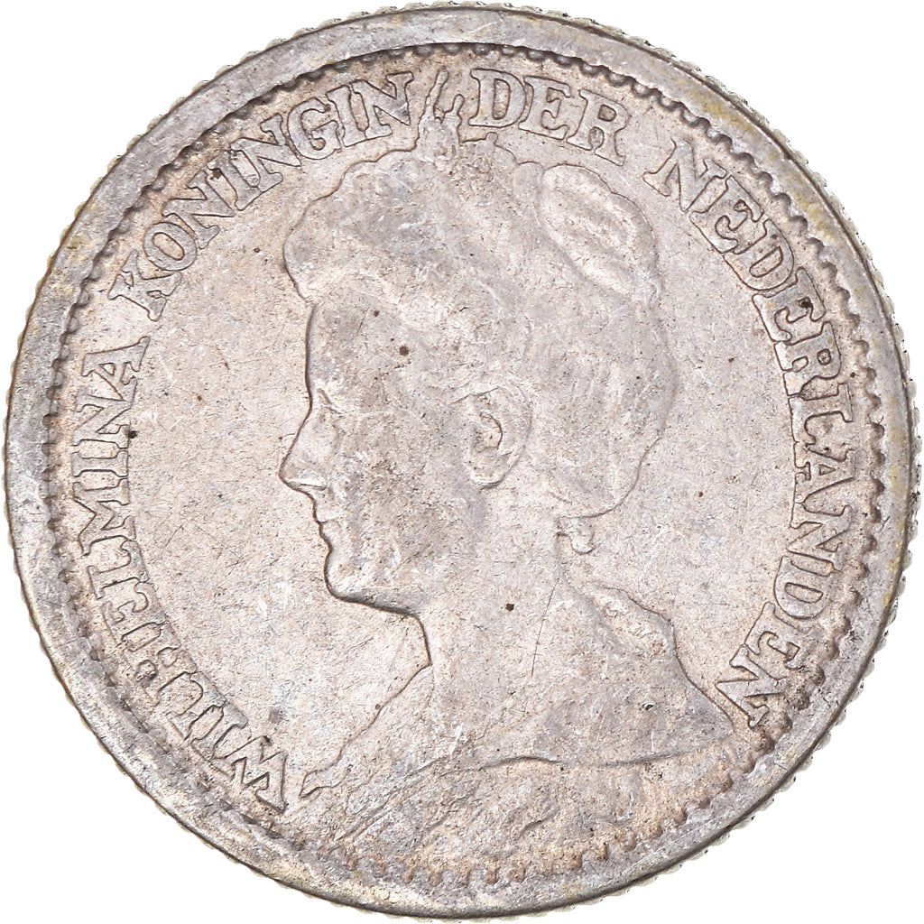 Coin, Netherlands, Wilhelmina I, 25 Cents, 1917, EF(40-45), Silver, KM:146