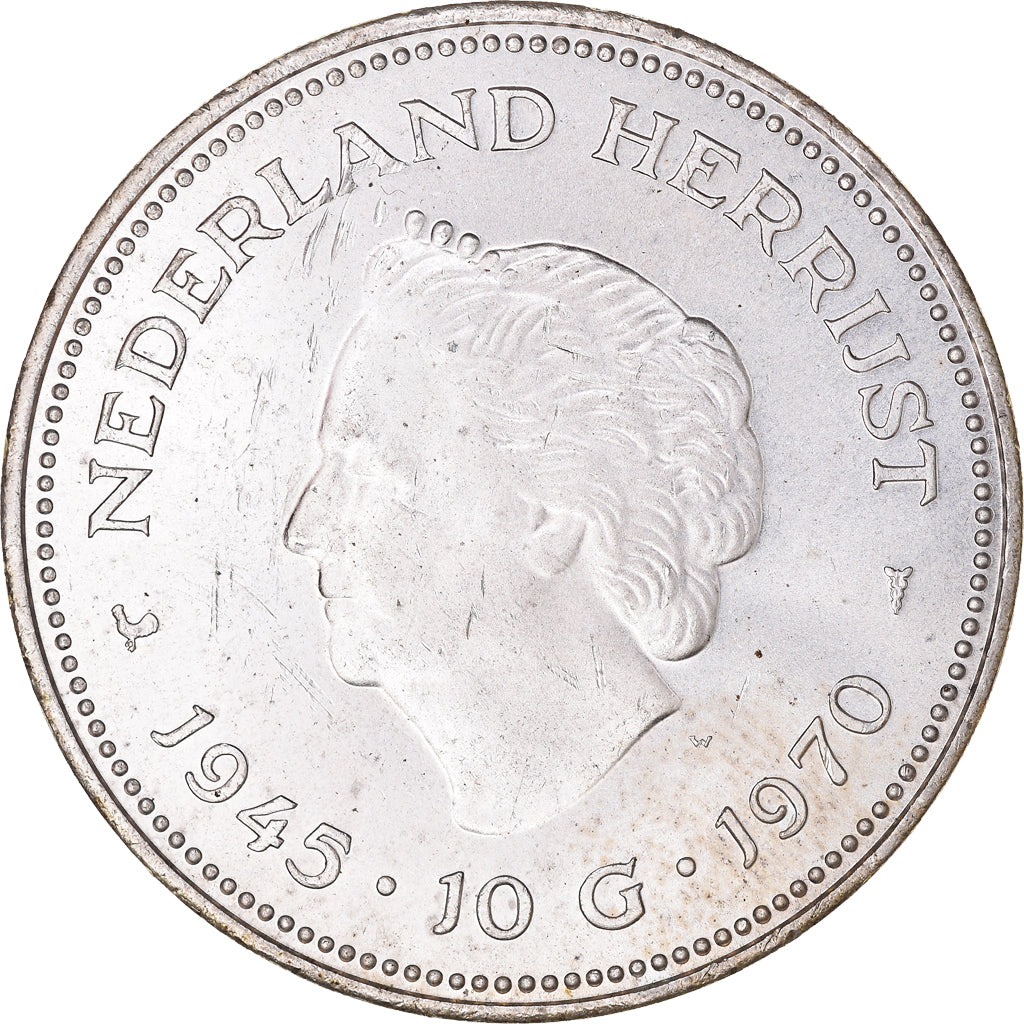 Münze, Niederlande, Juliana, 10 Gulden, 1970, SS+, Silber, KM:195