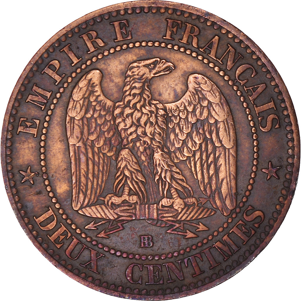 Moneta, Francia, Napoleon III, Napoléon III, 2 Centimes, 1856, Strasbourg, MB+