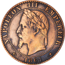 Moneda, Francia, Napoleon III, Napoléon III, 2 Centimes, 1861, Strasbourg, BC+