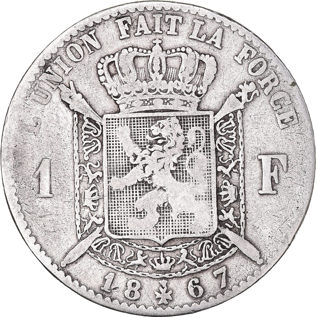 Coin, Belgium, Leopold II, Franc, 1867, VF(20-25), Silver, KM:28.1