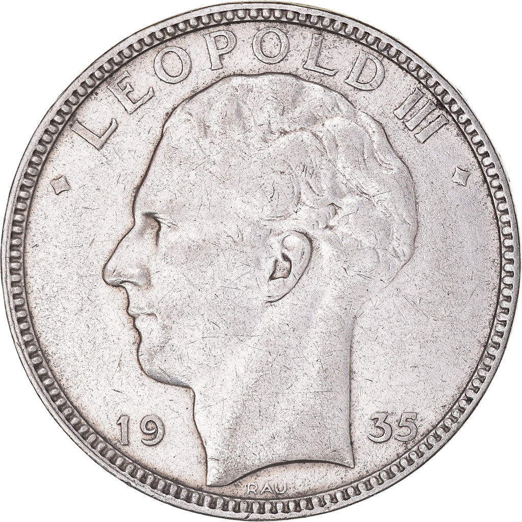 Coin, Belgium, 20 Francs, 20 Frank, 1935, Warsaw, EF(40-45), Silver, KM:105